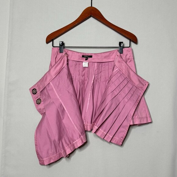 BGN First Pink Cotton Silk Asymmetrical Pleated True Wrap Mini Skirt Size 8 - Picture 4 of 10